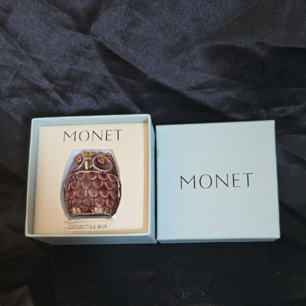 Monet Brown and Gold Owl Collectible Box